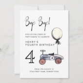 任意の年齢でドライブ誕生日パレードレトロブルーカー 招待状 (正面)