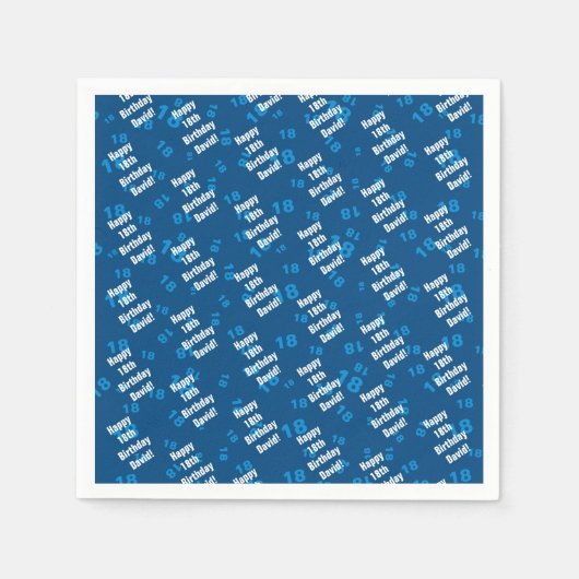 任意の年齢と名前のパーソナライズされたハッピーバースデー スタンダードカクテルナプキン (正面)