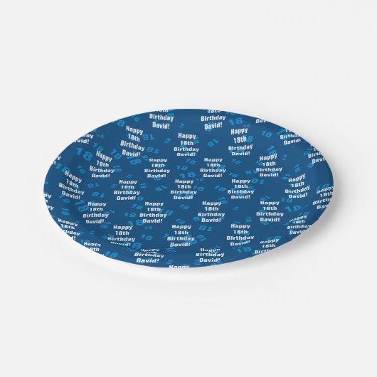 任意の年齢と名前のパーソナライズされたハッピーバースデー ペーパープレート (アングル)