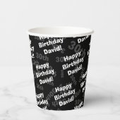 任意の年齢と名前のパーソナライズされたハッピーバースデー 紙コップ (裏面)