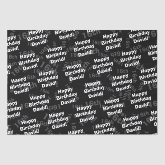 任意の年齢と名前のパーソナライズされたハッピーバースデー 薄葉紙 (正面)