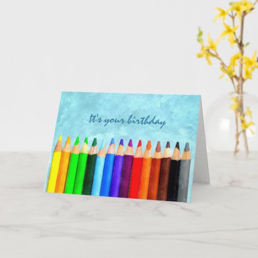 任意の年齢のおもしろい水の色の誕生日挨拶を追加 カード (黄色い花)