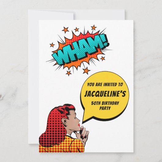 任意の年齢のおもしろい誕生日 招待状 (正面)