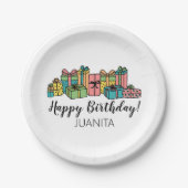 任意の年齢のカラフルハッピーバースデー ペーパープレート (正面)