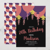 任意の年齢のハンドドロー浮動気球 招待状 (正面/裏面)