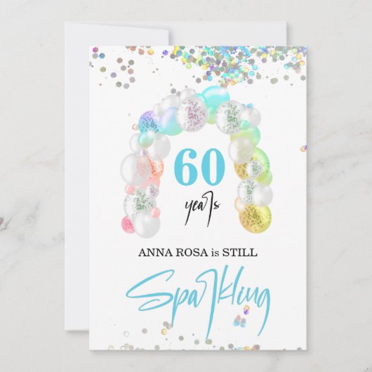 *~*任意の年齢のバルーン誕生日 招待状 (正面)