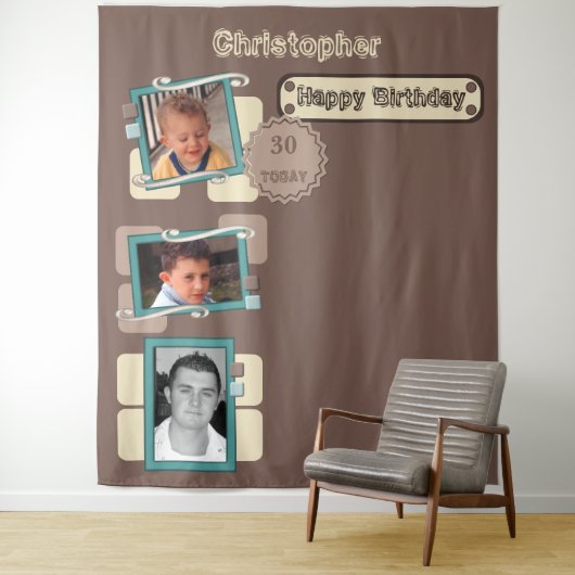 任意の年齢の写真30番目の茶色のパーティー背景 タペストリー (インサイチュ)