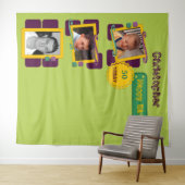 任意の年齢の写真50th緑のパーティー背景 タペストリー (インサイチュ(横))