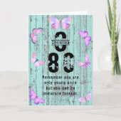 任意の年齢の名前モノグラムおもしろい80番目の誕生日挨拶 カード (正面)