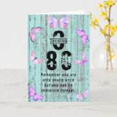 任意の年齢の名前モノグラムおもしろい80番目の誕生日挨拶 カード (黄色い花)