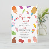 任意の年齢の夏のアイスクリーム誕生日 招待状 (スタンド正面)