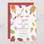 任意の年齢の夏のアイスクリーム誕生日 招待状 (正面/裏面)