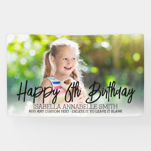 任意の年齢の子供の誕生日カスタムパーティーフォトバナー 横断幕 (横)