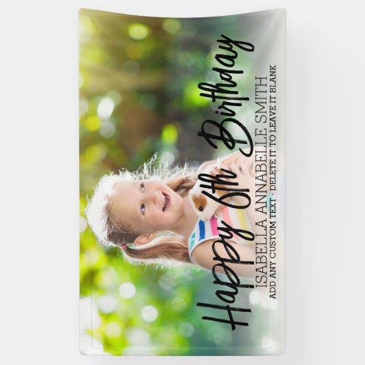 任意の年齢の子供の誕生日カスタムパーティーフォトバナー 横断幕 (縦)