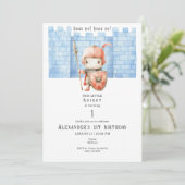 任意の年齢の幼児の中世の騎士レンフェール誕生日 招待状 (スタンド正面)