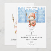 任意の年齢の幼児の中世の騎士レンフェール誕生日 招待状 (正面/裏面)