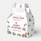 任意の年齢の水色トラクターの誕生日 フェイバーボックス (正面サイド)