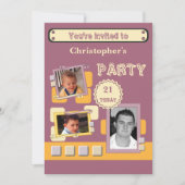 任意の年齢の男性へブルゴーニュ21番目のパーティーを追加 招待状 (正面)