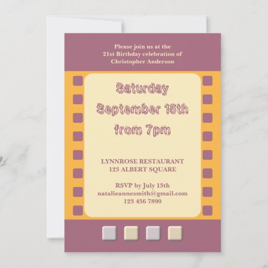 任意の年齢の男性へブルゴーニュ21番目のパーティーを追加 招待状 (裏面)