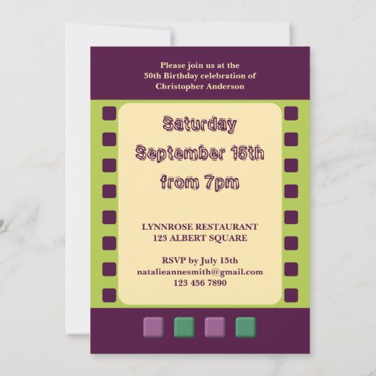 任意の年齢の男性へ緑の50番目のパーティーを追加 招待状 (裏面)