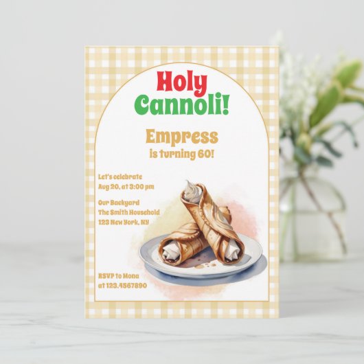 任意の年齢の神聖なカノリモダン誕生日パーティギンガム 招待状 (スタンド正面)