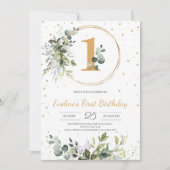 任意の年齢の緑のユーカリプトゥスボホ金ゴールド誕生日 招待状