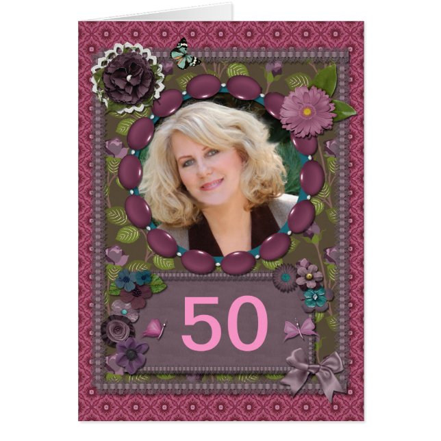 任意の年齢の誕生日のフォトカード (正面)