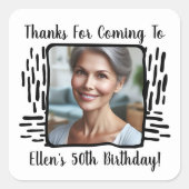 任意の年齢の誕生日カスタム写真の名前ありがとう スクエアシール (正面)