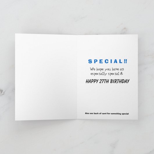 任意の年齢の誕生日カードのおもしろい作成 カード (内部)