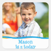 任意の年齢の誕生日パーソナライズされた写真 スクエアシール (正面)