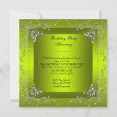 任意の年齢の誕生日パーティシャルトリューイエローグリーン 招待状 (裏面)