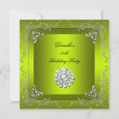 任意の年齢の誕生日パーティシャルトリューイエローグリーン 招待状 (正面)