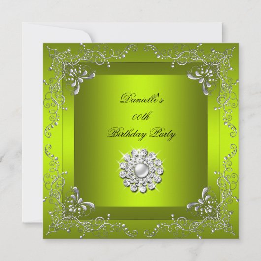 任意の年齢の誕生日パーティシャルトリューイエローグリーン 招待状 (正面)