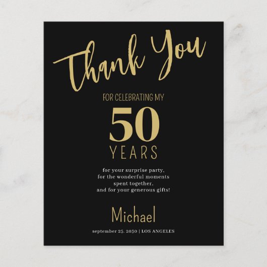 任意の年齢の誕生日パーティーのサンキューカードを予算にする チラシ (正面)