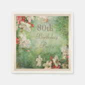 任意の年齢の誕生日パーティーみすぼらしいシックなハイビスカス スタンダードカクテルナプキン (正面)