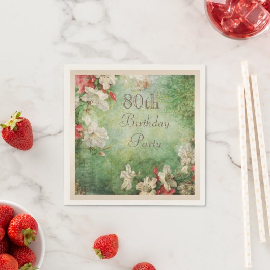 任意の年齢の誕生日パーティーみすぼらしいシックなハイビスカス スタンダードカクテルナプキン (インサイチュ)