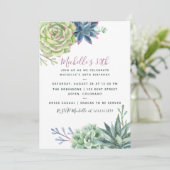 任意の年齢の誕生日パーティーウォーターカラー多肉性招待状 招待状 (スタンド正面)