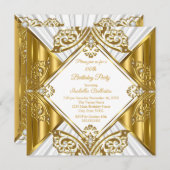 任意の年齢の誕生日パーティーホワイト金ゴールドダイヤモンド 招待状 (正面/裏面)
