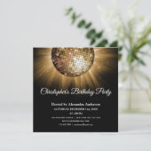 任意の年齢の誕生日パーティー金ゴールドスパークルディスコボール 招待状 (スタンド正面)