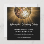 任意の年齢の誕生日パーティー金ゴールドスパークルディスコボール 招待状 (正面)