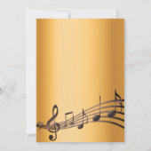 任意の年齢の誕生日パーティー金ゴールドブラックミュージックノート 招待状 (裏面)