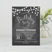 任意の年齢の誕生日パーティー – Chalkboard White 招待状 (スタンド正面)