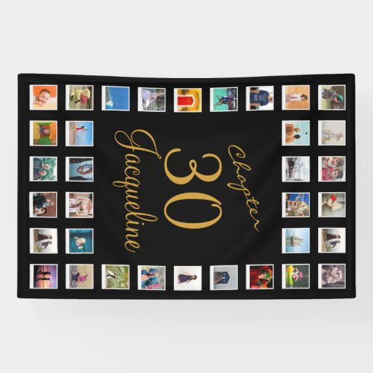 任意の年齢の誕生日写真 横断幕 (横)