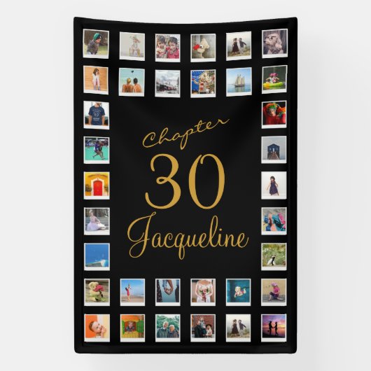 任意の年齢の誕生日写真 横断幕 (縦)