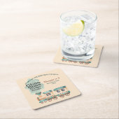 任意の年齢の誕生日列車のパーティーすべて水の色 スクエアペーパーコースター (インサイチュ)