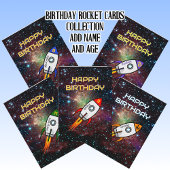 任意の年齢の誕生日名前をカスタムするオレンジロケット カード