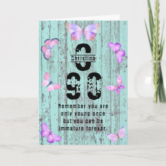 任意の年齢の誕生日挨拶のおもしろい作成 カード (正面)