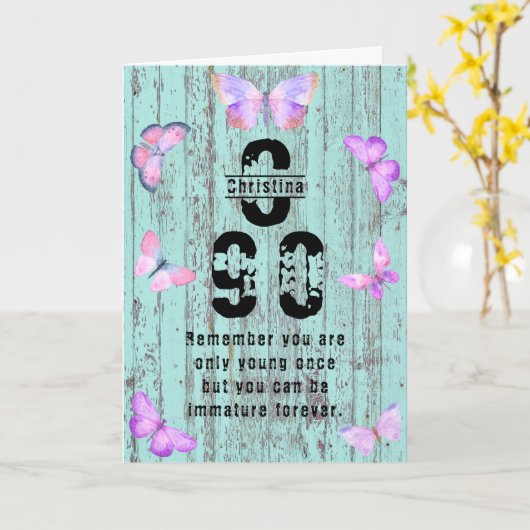 任意の年齢の誕生日挨拶のおもしろい作成 カード (黄色い花)