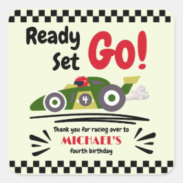 任意の年齢の誕生日準備ができてセット環境にやさしいことをしようレースカー スクエアシール