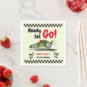 任意の年齢の誕生日準備ができてセット環境にやさしいことをしようレースカー スタンダードカクテルナプキン (インサイチュ)